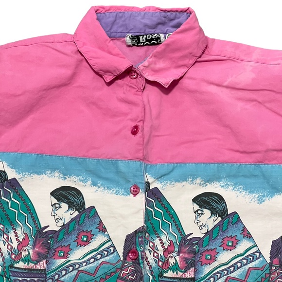 Vintage 90s Adobe Rose Native American Western Shirt - Picture 2 of 6